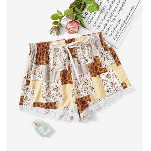 Paisley & Floral Lace Trim Sleep Shorts NWT